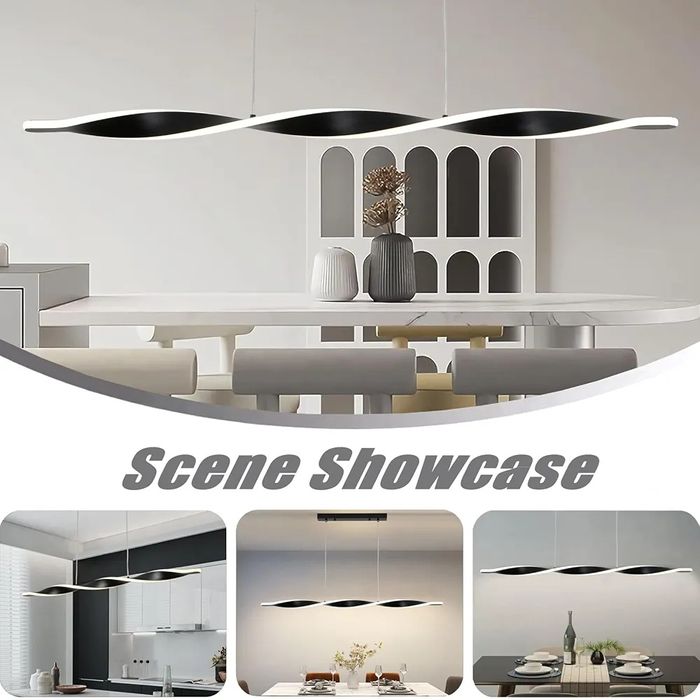 Черна спираловидна Висяща лампа за трапезна маса с димируема светлина,