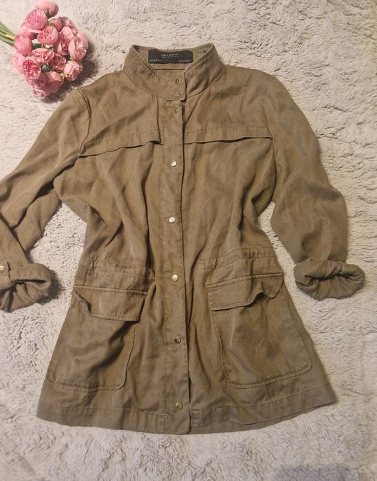 Geacă ușoară de primăvară ZARA S verde militar kaki măsliniu
