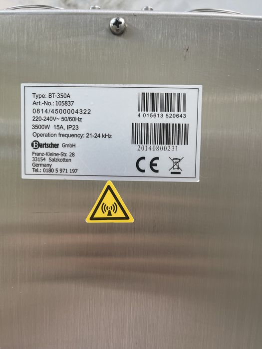 Aragaz cu inductie( plita profesionala), Bartscher, Otel inoxidabil, 3.5 kW, Argintiu