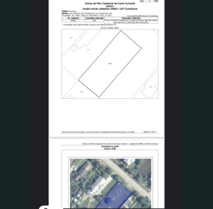 Teren intravilan 983 mp  Dumbrava  Prahova