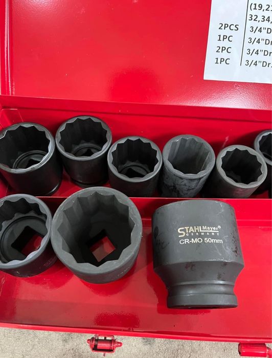 Ударно камионджийско гедоре 3/4" 12-стенно и 6-стенно 21части