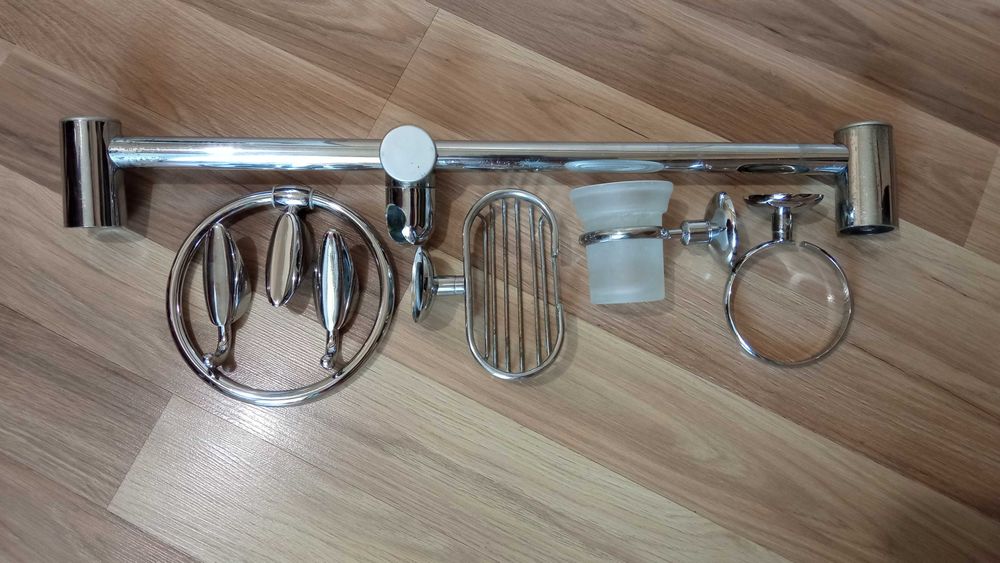 Закачалка, Сапунерка, Стъкло за полица, Сифон за мивка