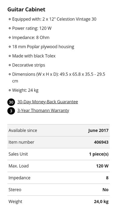 Кабинет Harley Benton 2x12 v30