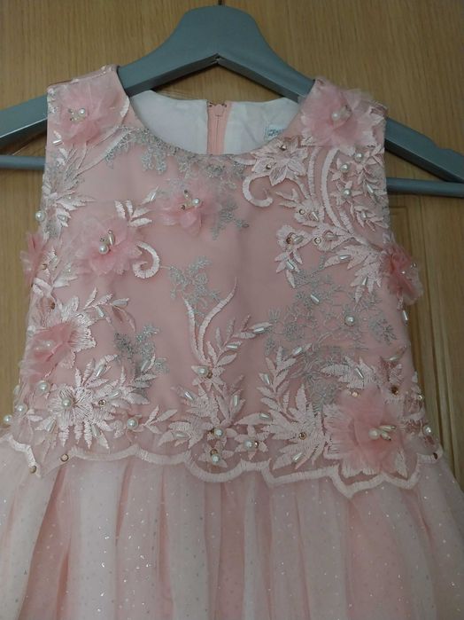 Розова официална рокля за момиче, размер 134-140