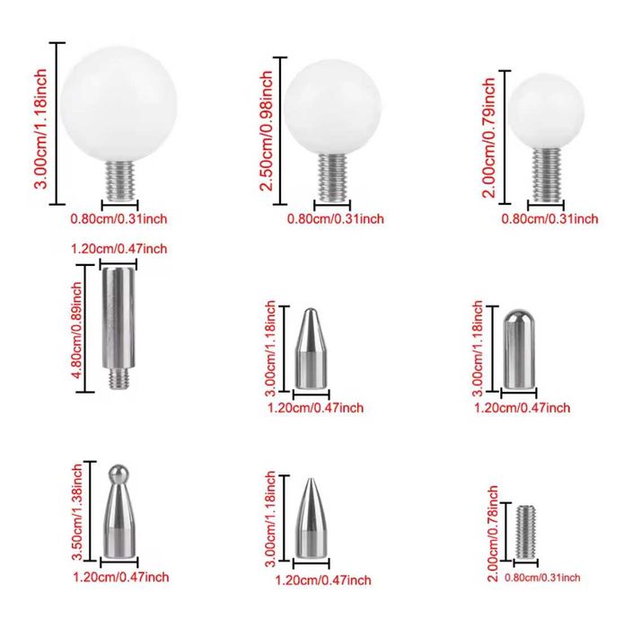 PDR Адаптери и Накрайници за Лост 8 мм/ резба - 12 части