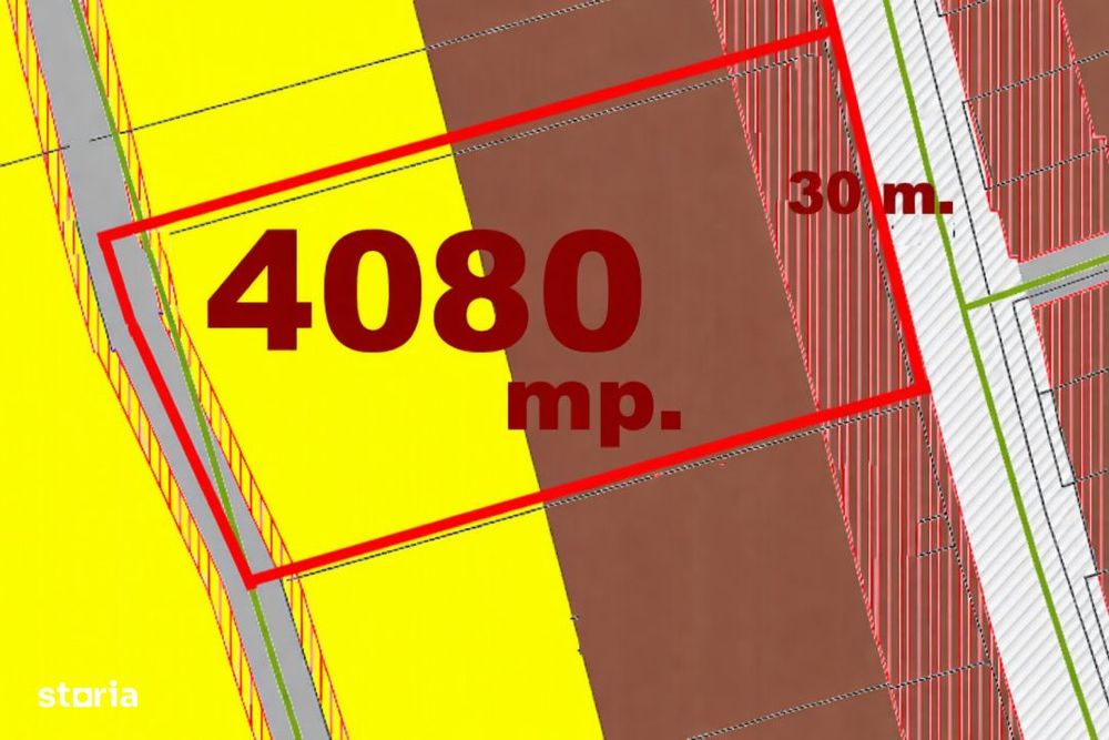 OKAZIE ! Teren Intravilan 4080 mp. D=31 m. PUZ aprobat P+3+1 Rh Asfalt