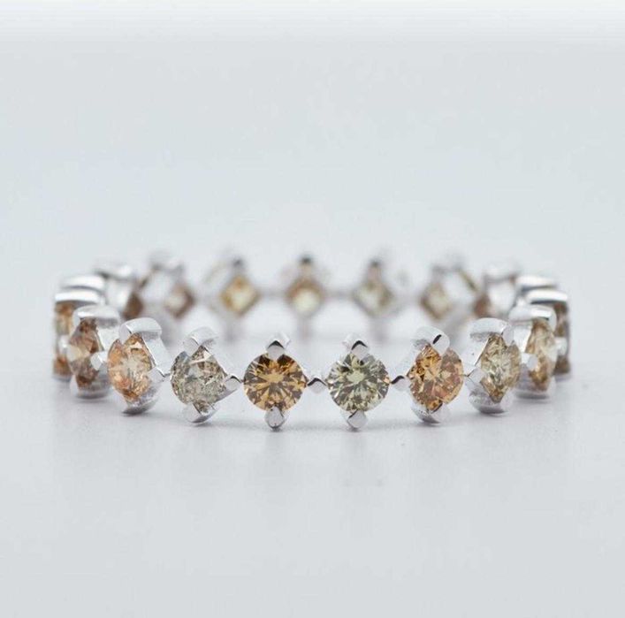 Inel aur alb 14k cu 19 diamante naturale 1.14 ct