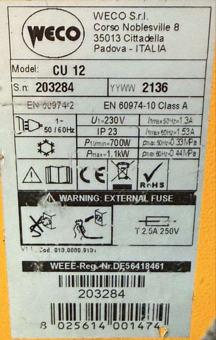 Aparat de sudura Tig DC / MMA Weco Multi Power 204T / 220v / 200 amp