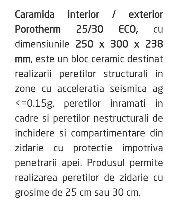 Cărămidă Porotherm 25/30 ECO, 250 x 300 x 238
