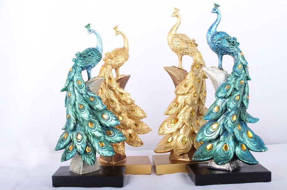 VivaHomex Aur | Ornament din Rășină Păun Albastru