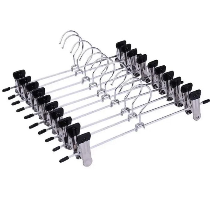 Set 10 umerase din inox  28,5 cm cu clipsuri reglabile pentru fuste, pantaloni Ca la  carte si manual