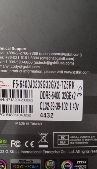 Ddr5 GSkill trident z5 rgb 64gb (32x2) 6400mhz cl32