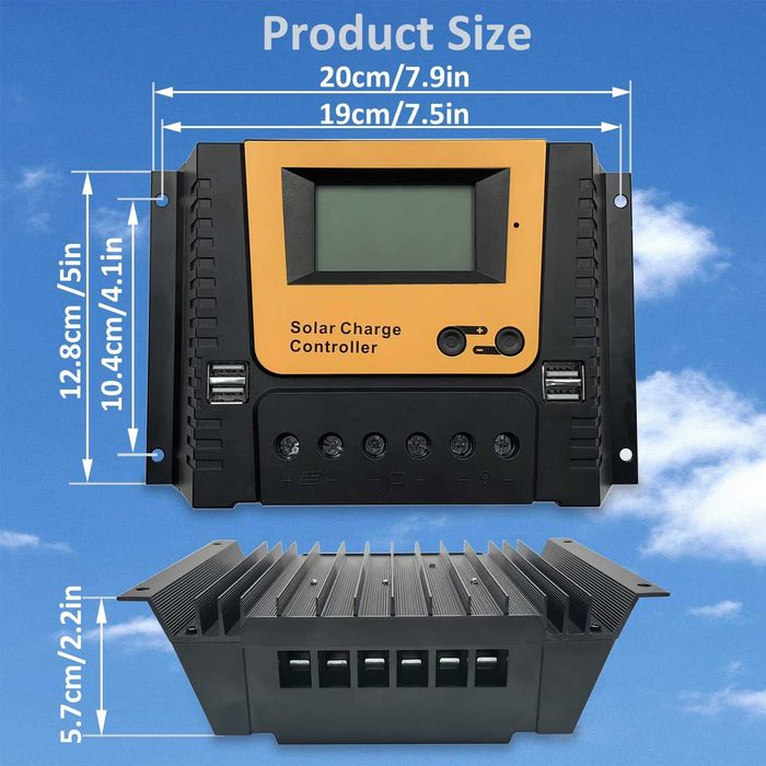 Controler Incarcare Solara PWM 60A cu LCD si Porturi USB