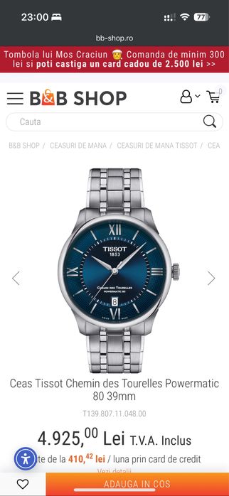 Tissot chemin des tourelles powermatic 80