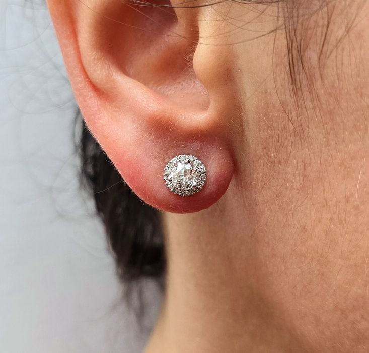 Cercei din aur alb 14k cu diamante naturale 1,10ct.