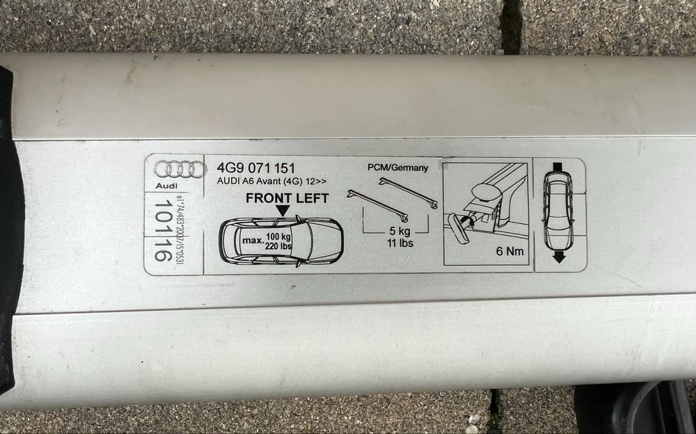 Bare transversale Audi A6 Original Aluminiu Avant an 2013