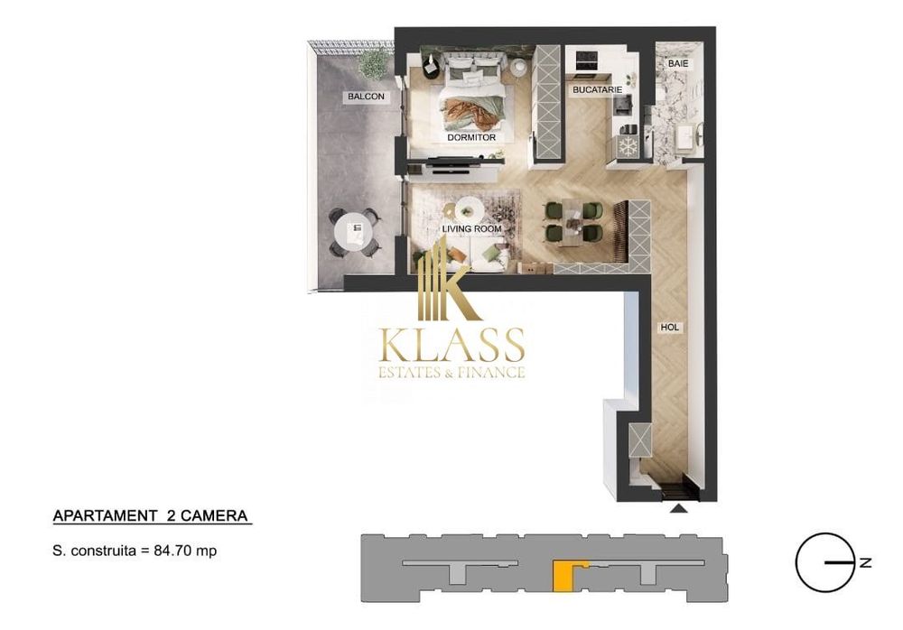 Apartament 2 camere Pipera | Terasa 15 mp | My Place North | Parcare s