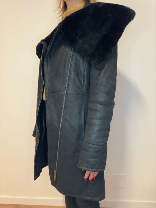 Cojoc din piele și blană naturală de miel merinos XS/34