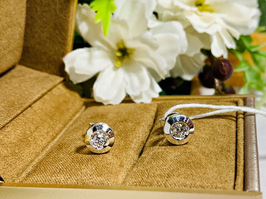 золотые серьги с бриллиантами в белом золоте