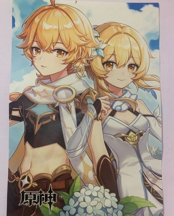 Аниме / Genshin impact плакат Lumine и Aether
