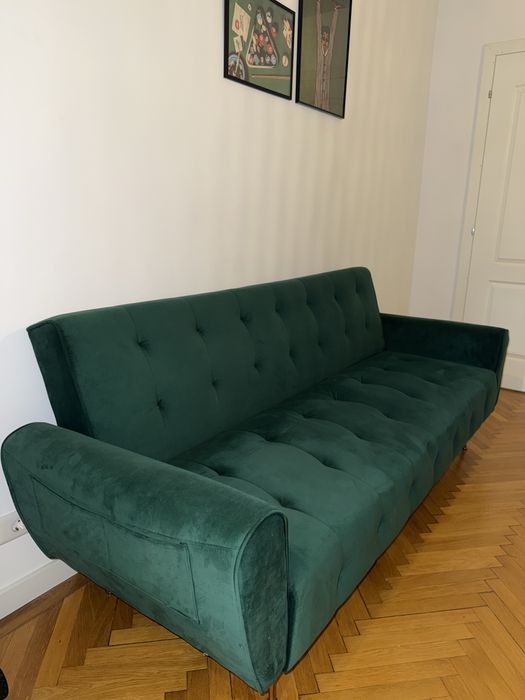 Canapea Extensibila Verde Catifea