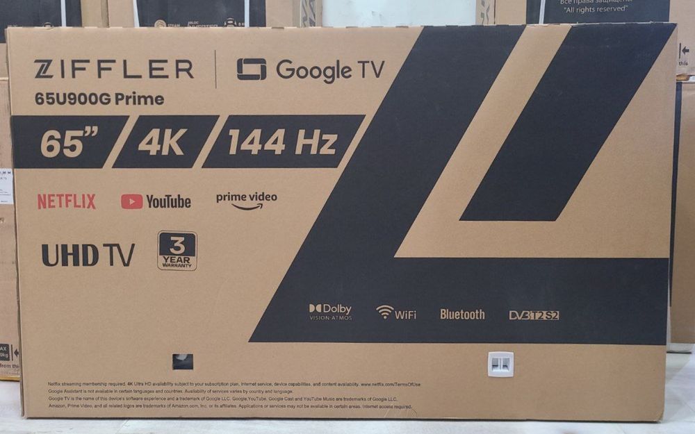 Телевизор Ziffler 65’ 4k 144hz Google TV, Доставка в бонус до дома