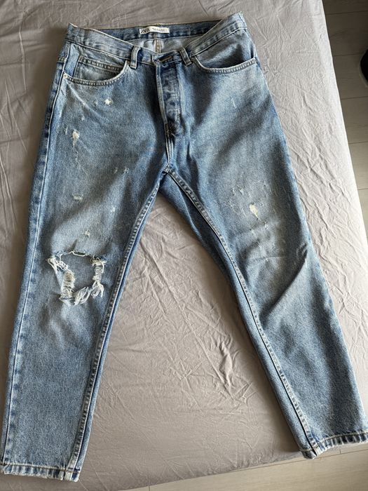 Blugi Zara 40 42 barbatesti negri cu rupturi