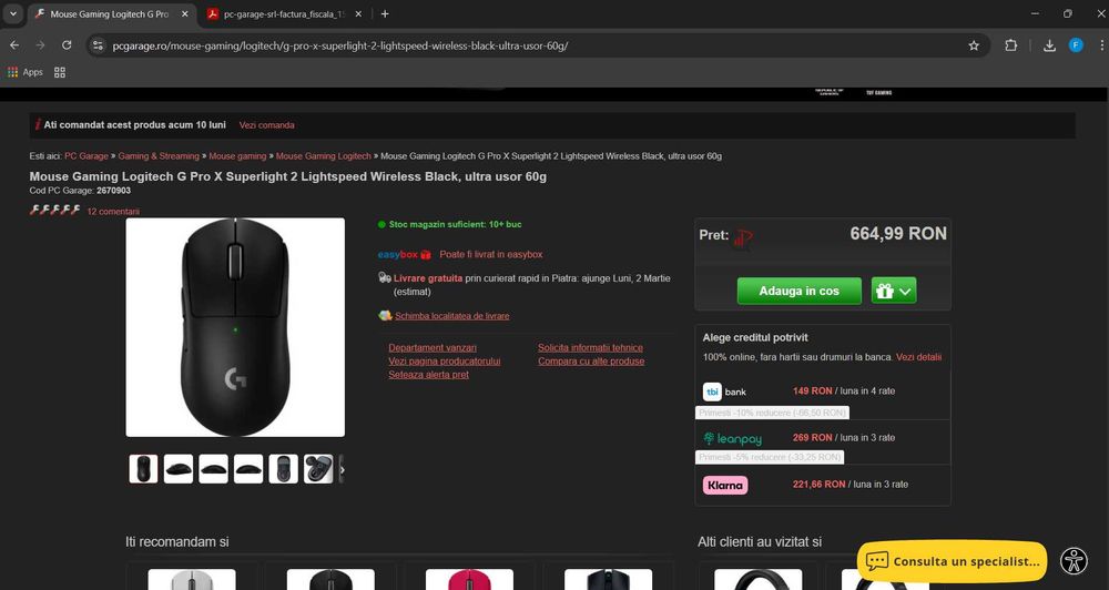 Mouse Gaming Logitech G Pro X Superlight 2 Lightspeed – ( ca nou )