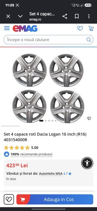 Set 4 roti structurale originale Dacia Logan Sandero Stepway cu 205. 55 R16 M+S