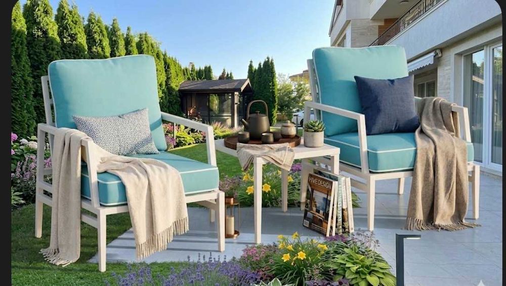 Метален Градински сет HAMPTON BAY с функция Spring Motion технология (люлеене чрез огъване на рамката)