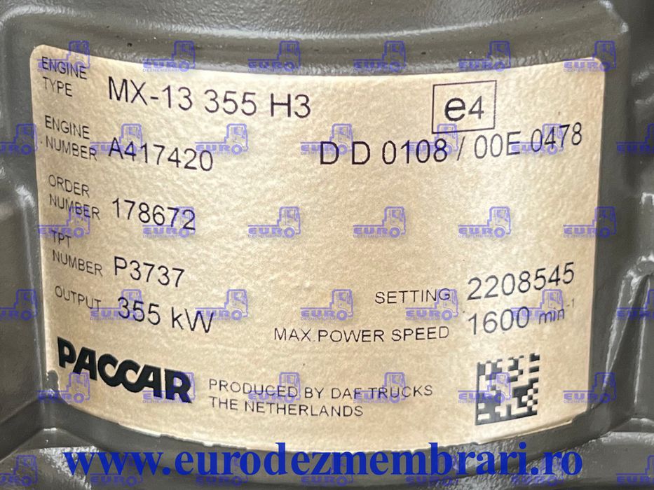 motor daf xf mx-13 355 h3 480cp euro 6 2208545