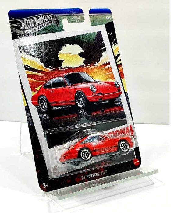 Cadou de colecție, Hot Wheels, '67 Porsche 911 R, metal, 1:64,argintie