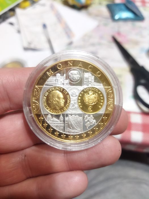 Сребърна монета от Монако с позлата 20g silver + 24k gold