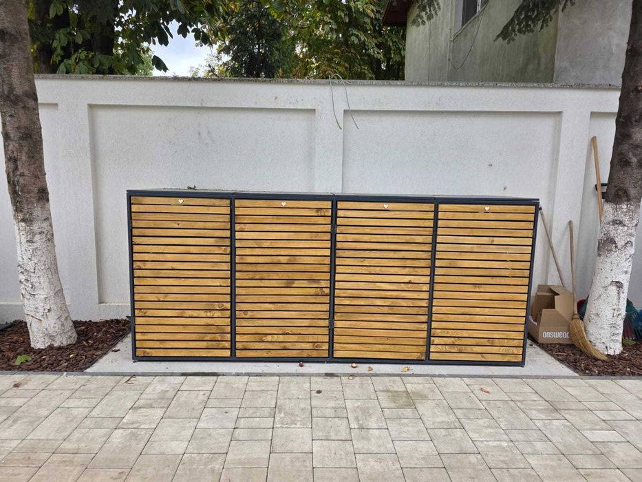 Masca pubela 4 X 240 Lde gunoi din (metal)  ALLOY STELL SI LEMN