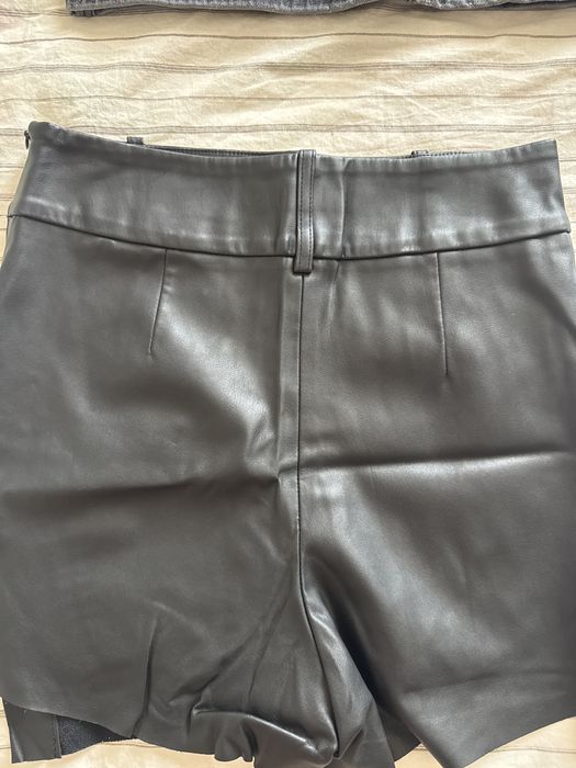 Zara Дънкова пола + кожена пола-панталонки, XS размер
