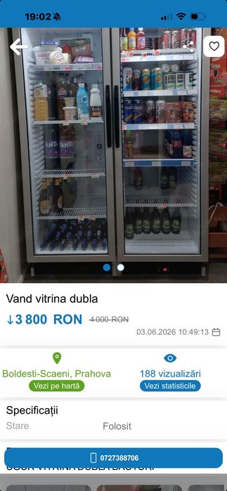 Vitrină dublă pt băuturi