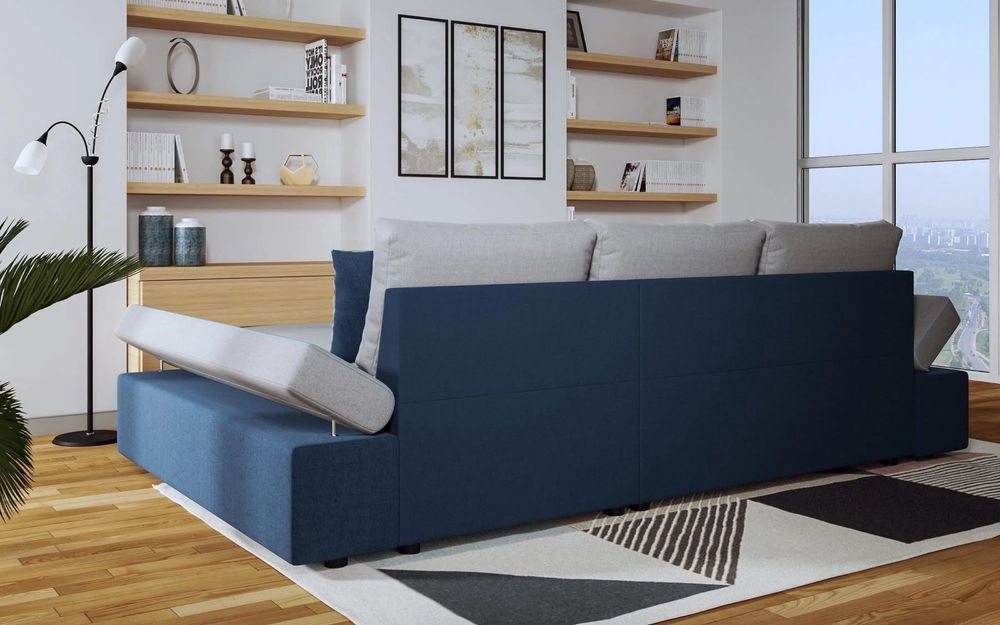 Ъглов Диван Сиво с опция за сън