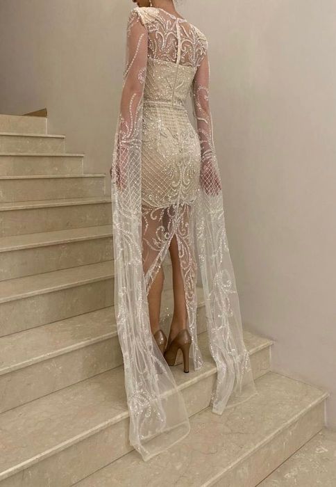 Rochie alba dantela Gurtoplar cu pietre