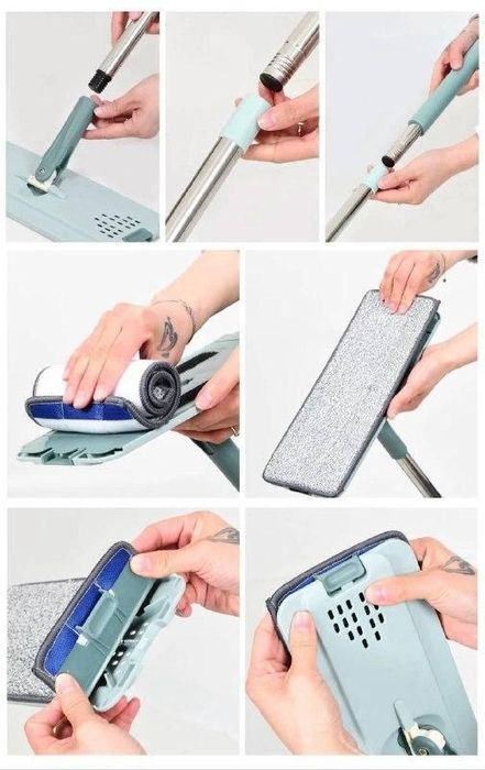 Комплект швабра с ведром с автоматическим отжимом.