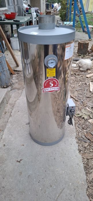 Boiler pe lemn sau curent cu focar usa fonta FM, inox, 120 l