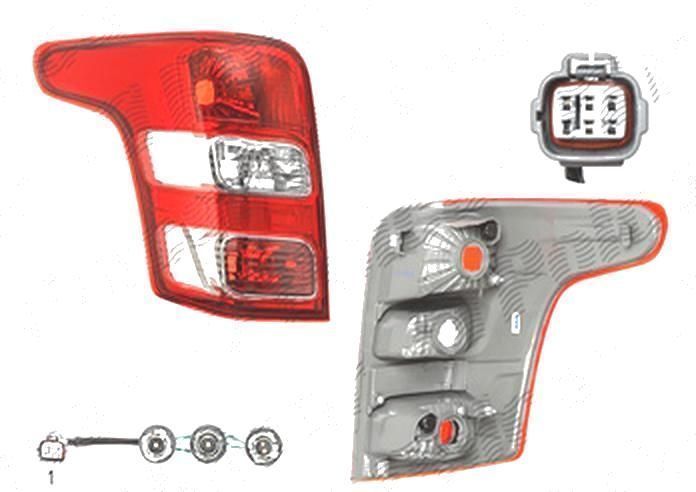 Stop spate lampa Mitsubishi L200, 11.2015-; Fiat Fullback, 01.2016-, spate, Stanga, cu lampa ceata; P21/5W+P21W+PY21W; cu suport becuri