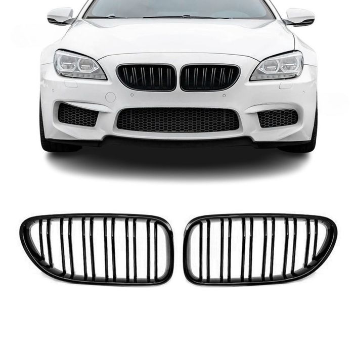 Grile centrale duble compatibile cu BMW seria 6 F06 F12 F13 (2011-2018) negru lucios