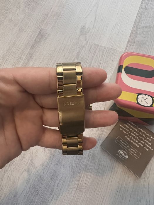 Ceas Fossil Decker , auriu , pietre, analog-digital