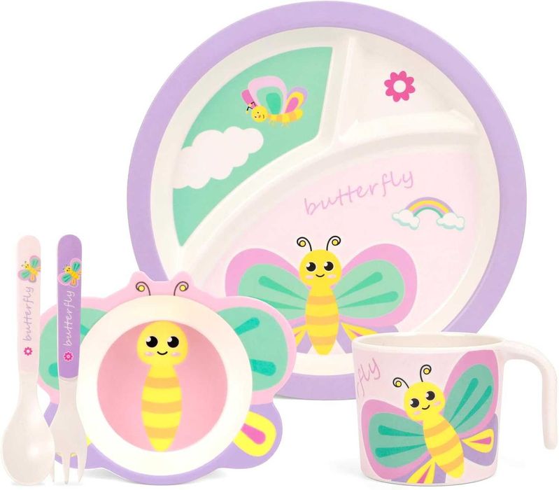 Детски комплект за хранене Bamboo Butterfly прибори за хранене