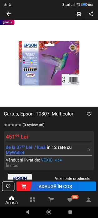 Vând cartușe T0807