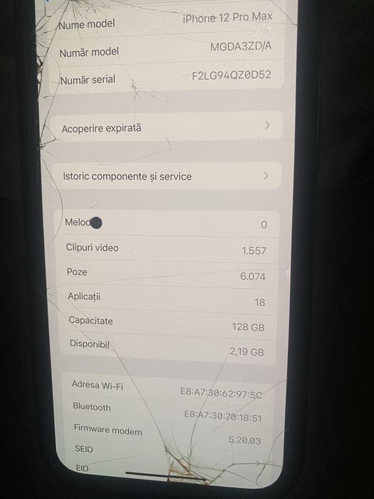 iPhone 12 Pro Max 128GB FUNCȚIONAL – spart față/spate – PREȚ BUN