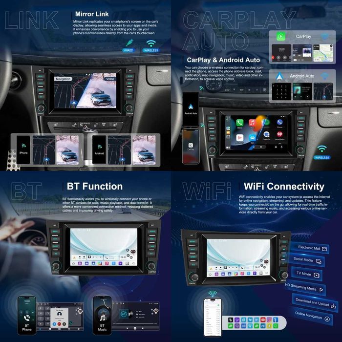 Мултимедия Mercedes E Class Двоен дин Мерцедес W211 Е320 Android CLK Е