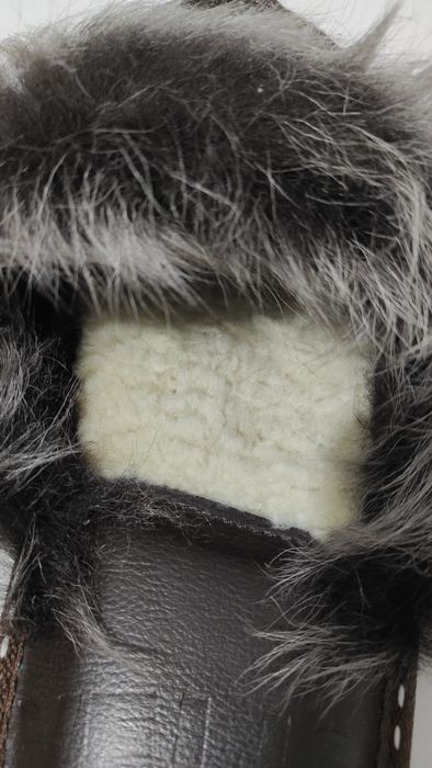 Дамски домашни чехли вълна и естествен косъм номер 38