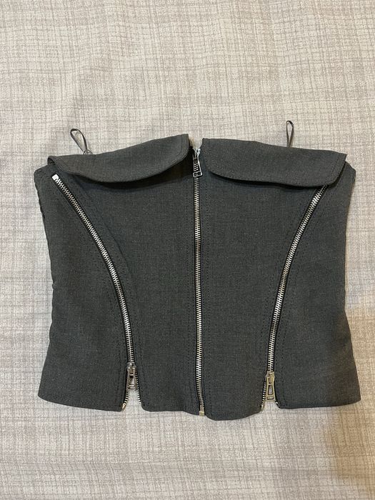 Сив топ без презрамки Зара