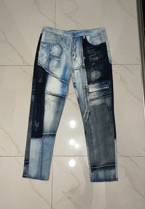 Pantaloni Denim Reconstructed Blugi Stil Custom Jeans Distressed  M-L